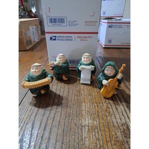 Vintage 4 Dept 56 Merry Makers Monks Friars  Retired Christmas Ceramic Figurines